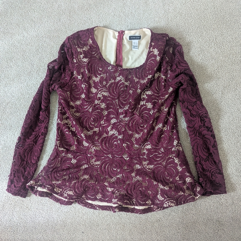 Another Story Lace Peplum Top Size Large